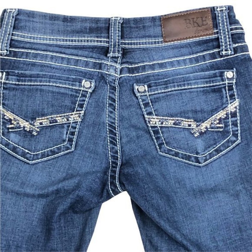 BKE Denim Sabrina Womens Cropped Capri Jeans Raw Hem Thick Stitch Size 27 - Picture 5 of 8